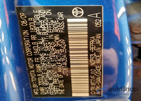 2010 Toyota Yaris z USA, uszkodzony, nr VIN JTDBT4K35A1354249